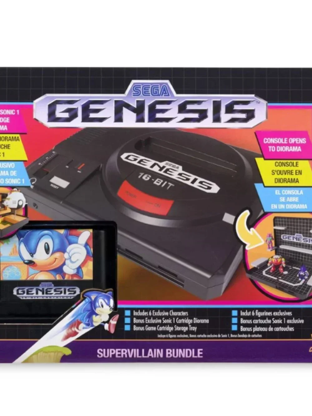 Sega Genesis Console Heroes Supervillain Boss Bundle + Sonic 1 Diorama